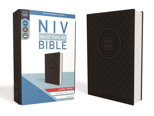 NIV, Value Thinline Bible, Large Print, Leathersoft, Gray/Black