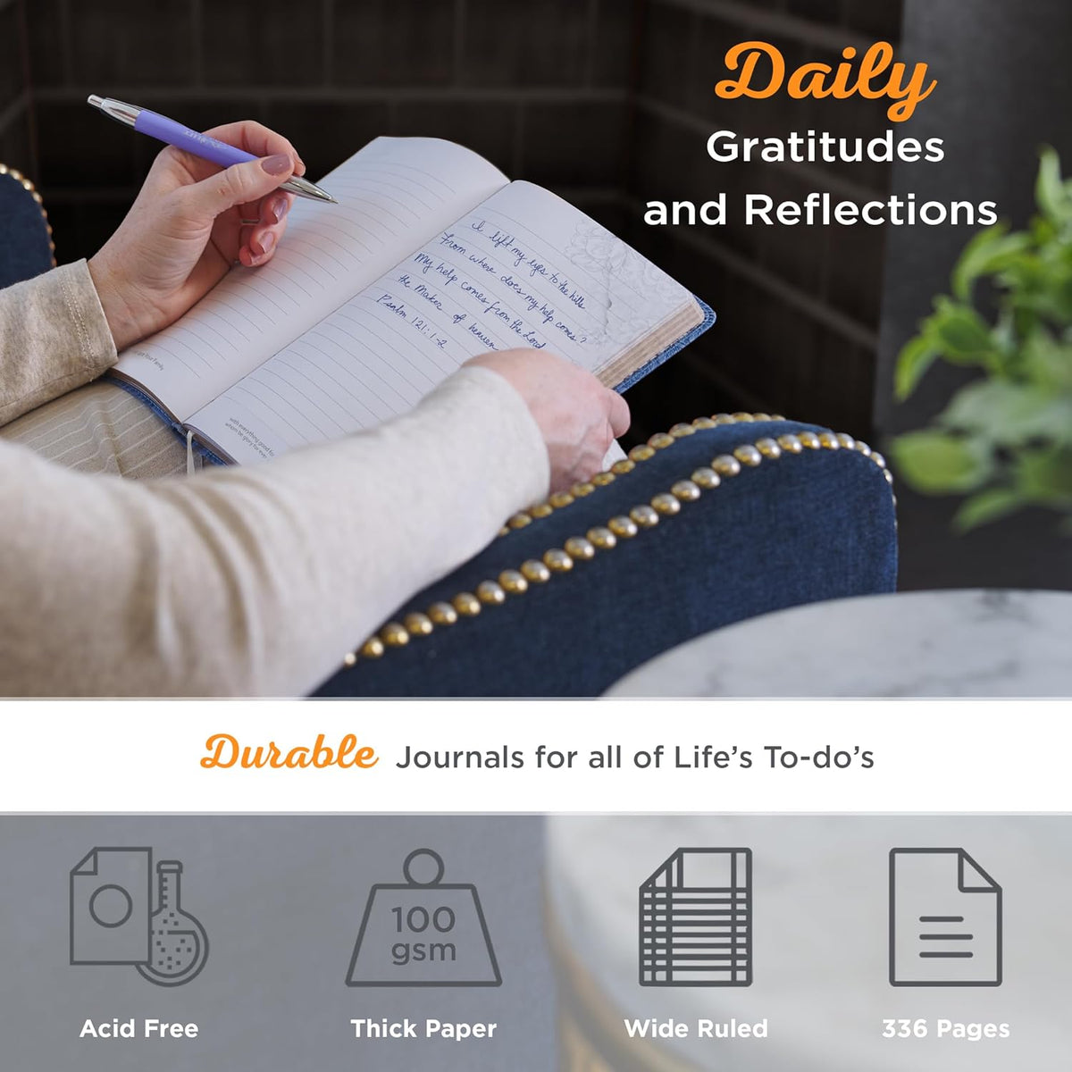Be Strong and Courageous, Faux Leather Journal (Joshua 1:9)