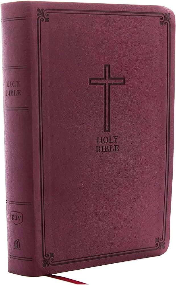 KJV Personal Size Reference Bible Giant Print, Leather-Look, Burgundy , Cross Design