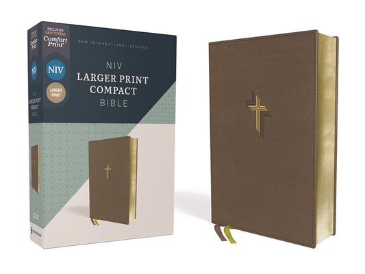 NIV Larger Print Compact Bible, Leathersoft Brown