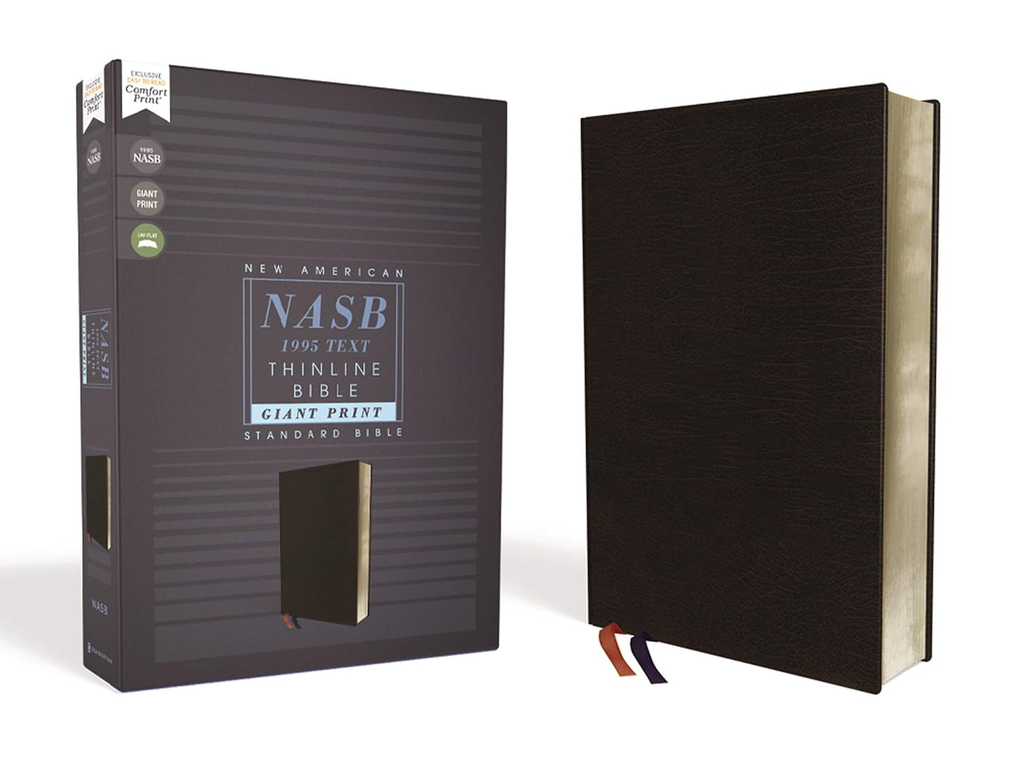 NASB Thinline Bible, Giant Print, 1995 Text, Red Letter Edition, Black Bonded Leather