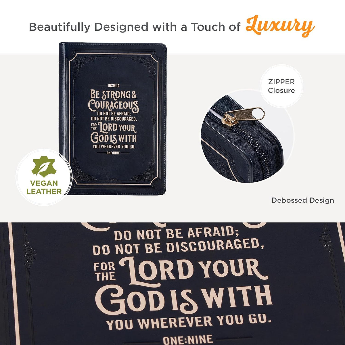 Be Strong and Courageous, Faux Leather Journal (Joshua 1:9)