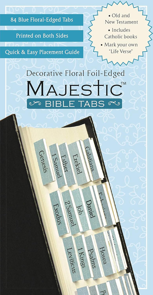 Majestic Bible Tabs: Blue Floral-Edged