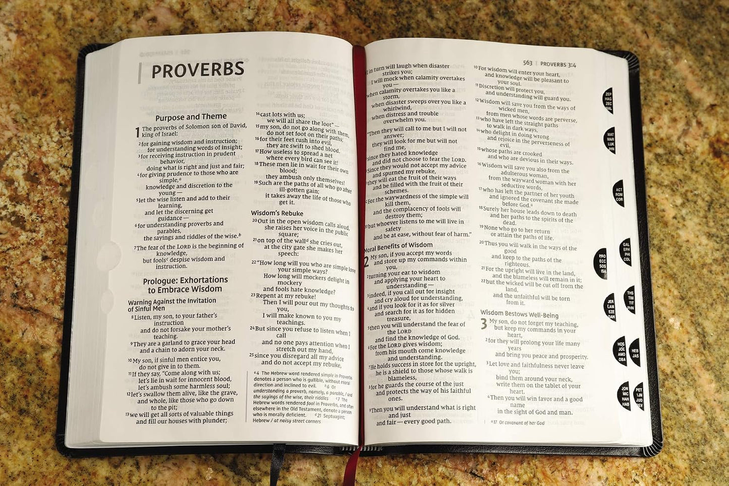 NIV Thinline Bible, Large Print, Black Bonded Leather, Thumb Index