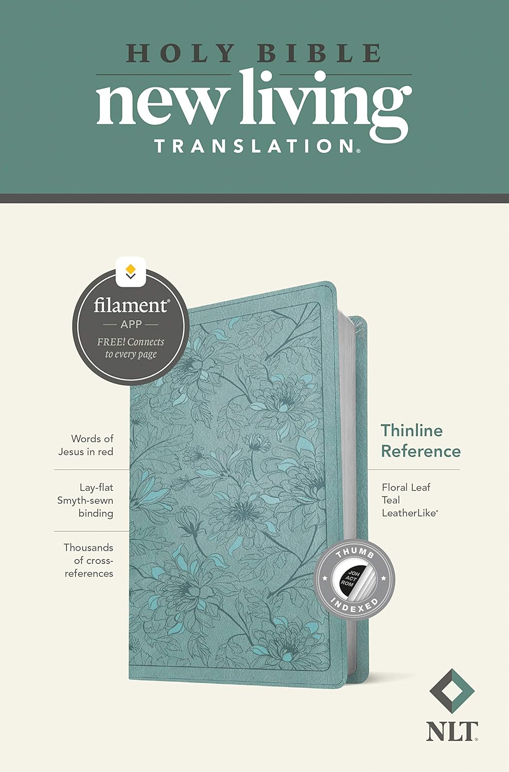 NLT Thinline Reference Bible, Filament Enabled, Thumb Index