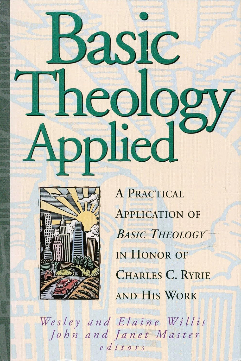 Book cover of 'Basic Theology Applied' with text and a small illustration on a beige background