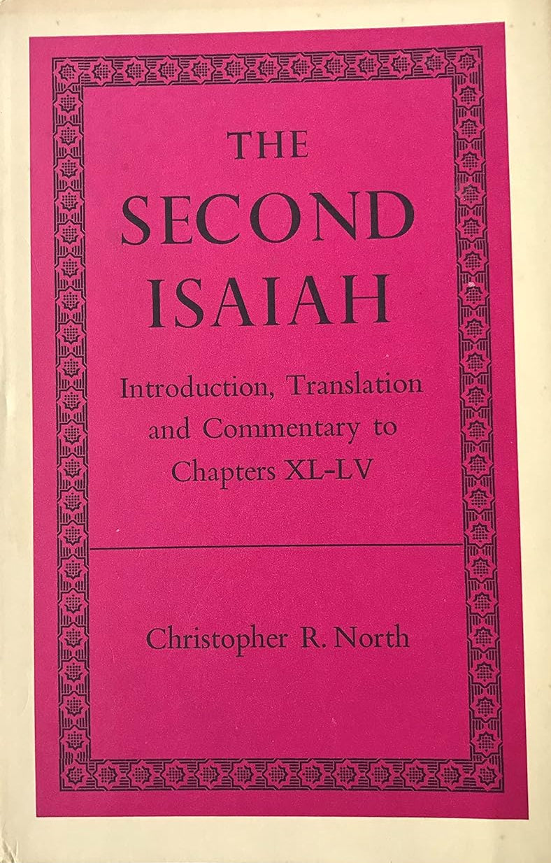 Book titled 'The Second Isaiah' with a pink cover and beige spine on a light gray background
