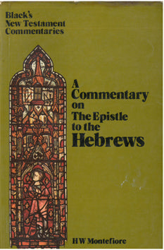 Commentary on the Epistle to the Hebrews by H.W. Montefiore image 0