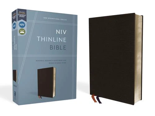NIV Thinline Bible Black, Bonded Leather, Indexed