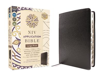 NIV Application Bible, Large Print--european bonded leather, black (indexed)