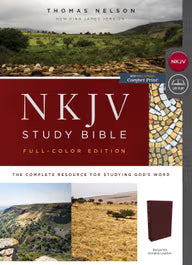 NKJV Study Bible Full-Colour Burgundy Bonded leather