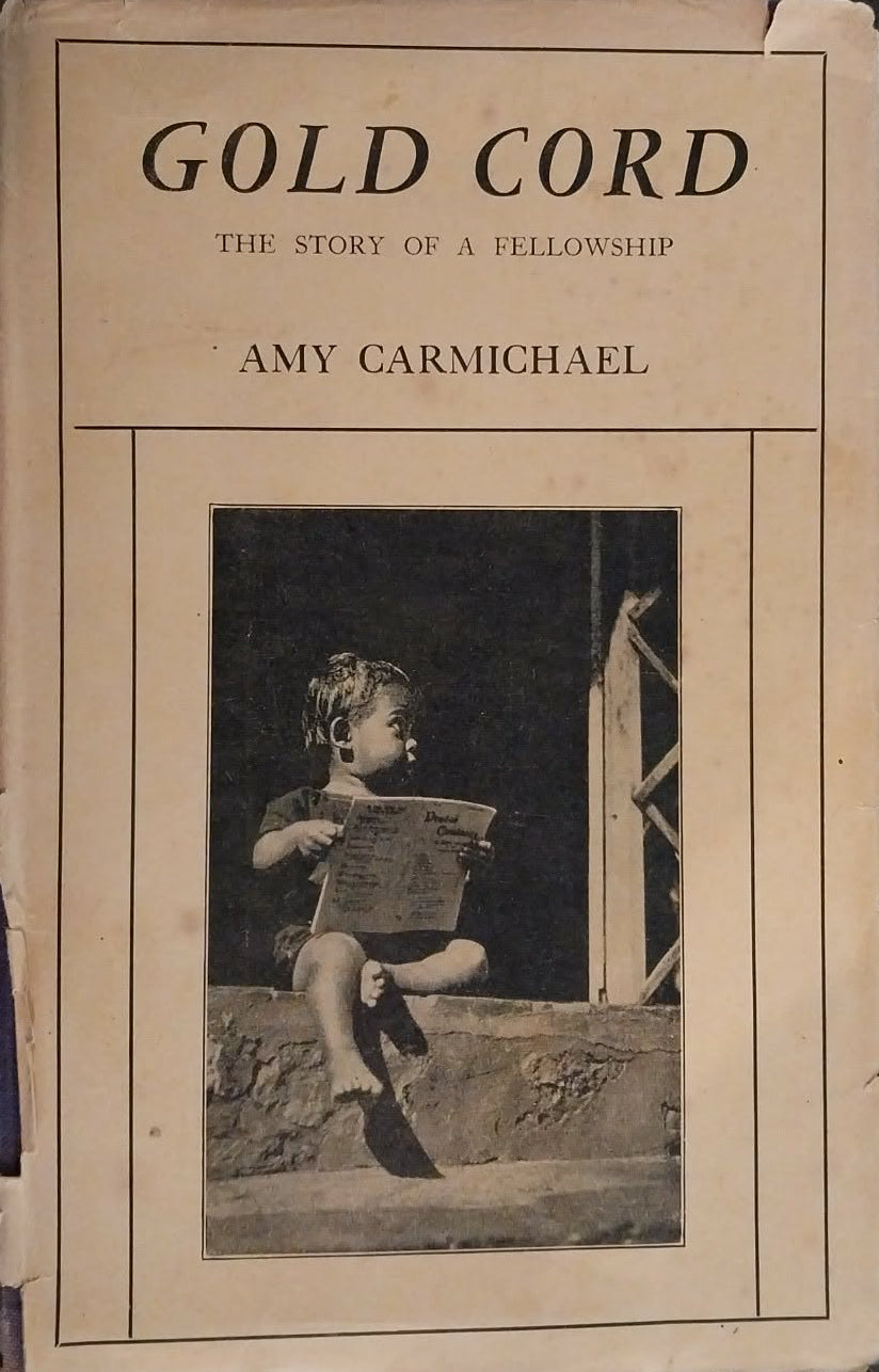 Book cover of 'Gold Cord' by Amy Carmichael with a black and white illustration of a child on the cover.