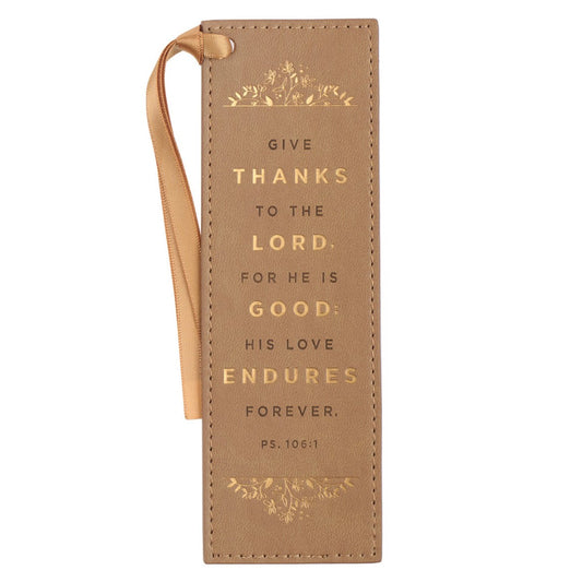 Give Thanks, Faux Leather Bookmark