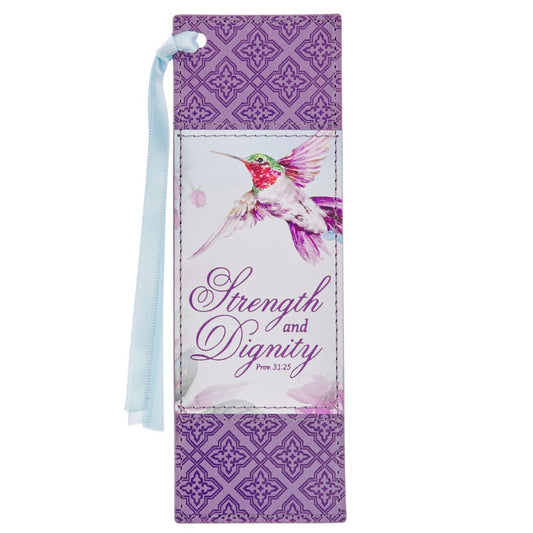 Strength and Dignity, Purple Faux Leather Bookmark