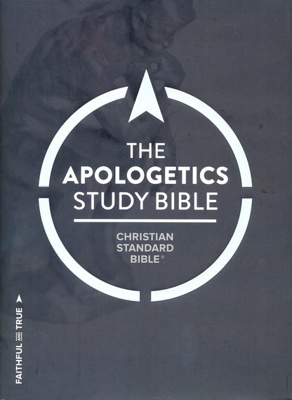 Cover of 'The Apologetics Study Bible' with a white circle design on a dark background