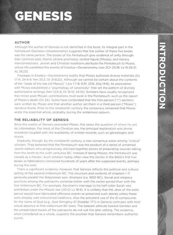 Text page from a book titled 'Genesis' with introduction text on a white background.