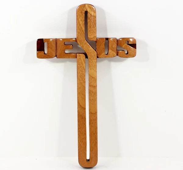 Mahogany Cross Jesus (Outlined)