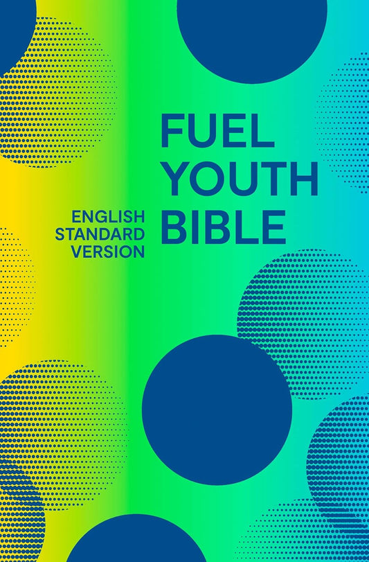 Fuel Youth Bible with colorful geometric design on a blue background