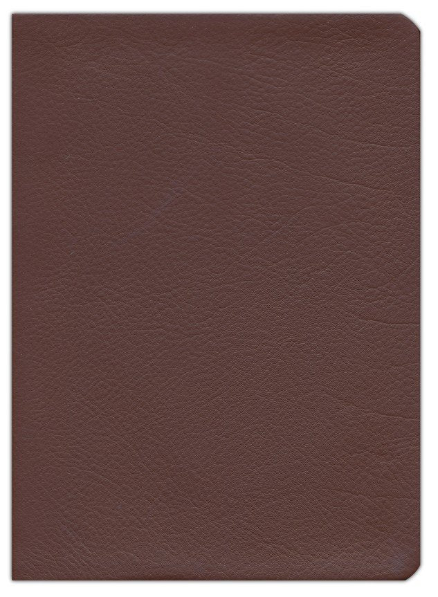 Brown leather notebook on a white background ESV Reformation Study Bible Burgundy Genuine Leather Seville Cowhide