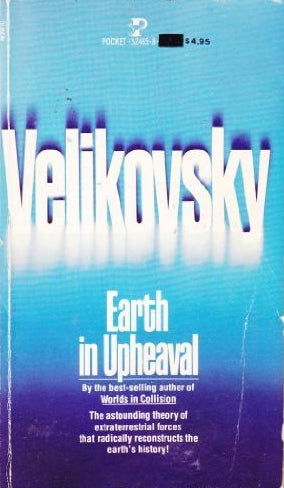 Book cover of 'Earth in Upheaval' by Velikovsky with a blue and purple gradient.