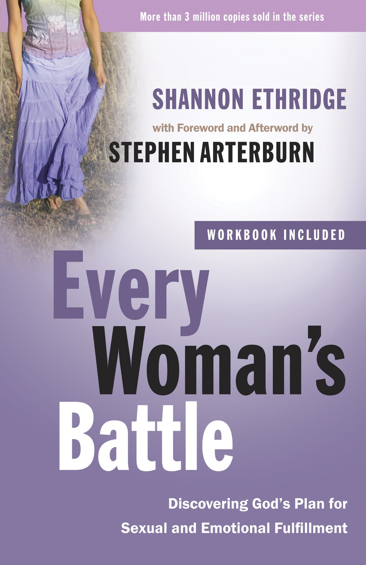 Book cover of 'Every Woman's Battle' by Shannon Ethridge with a purple background and text.