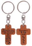 Wooden Keyring: Footprints in the Sand Mahogany Cross