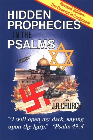 Book cover of 'Hidden Prophecies in the Psalms' with a blue background, Star of David, and military imagery.
