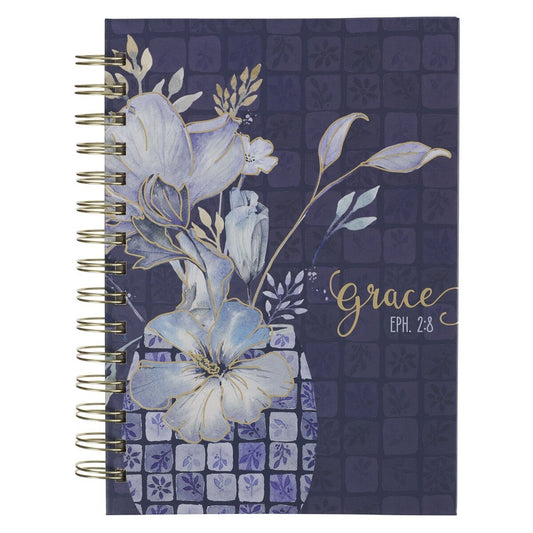 Journal Grace Blue Floral Tile Wirebound