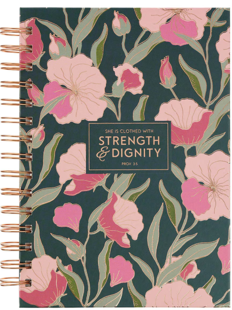 Journal: Strength & Dignity, Deep Teal Floral