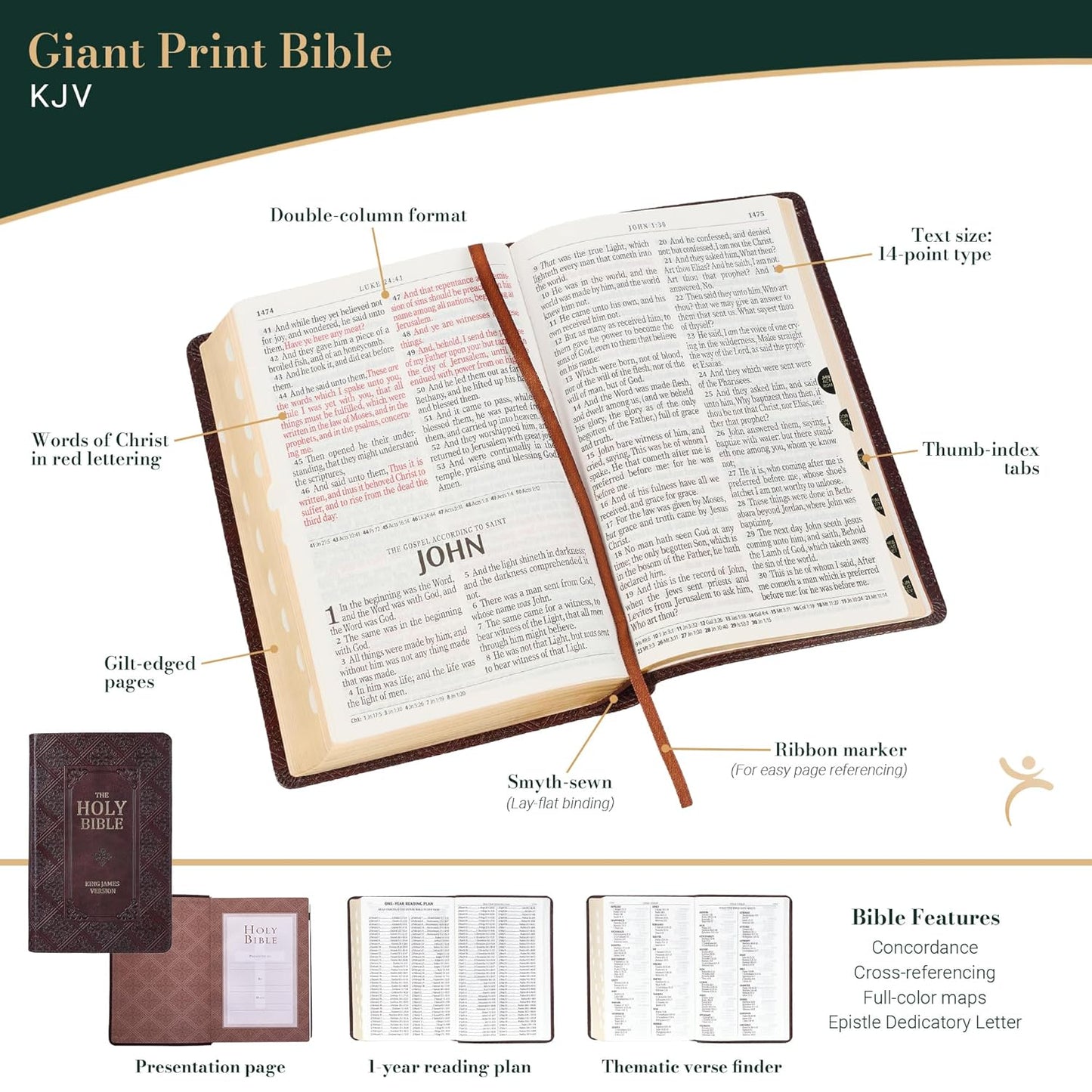 Giant Print Bible KJV with features highlighted