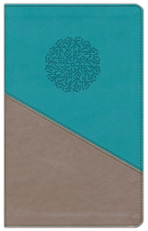Teal and beige notebook with a floral design on the cover