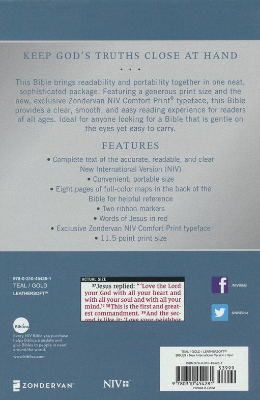 NIV Personal Size Bible, Large Print, Leathersoft