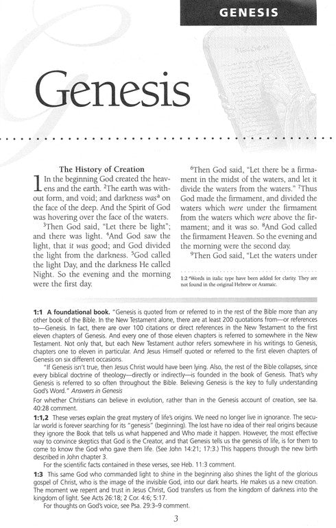 Page from a book or magazine titled 'Genesis' with text and a white shirt.