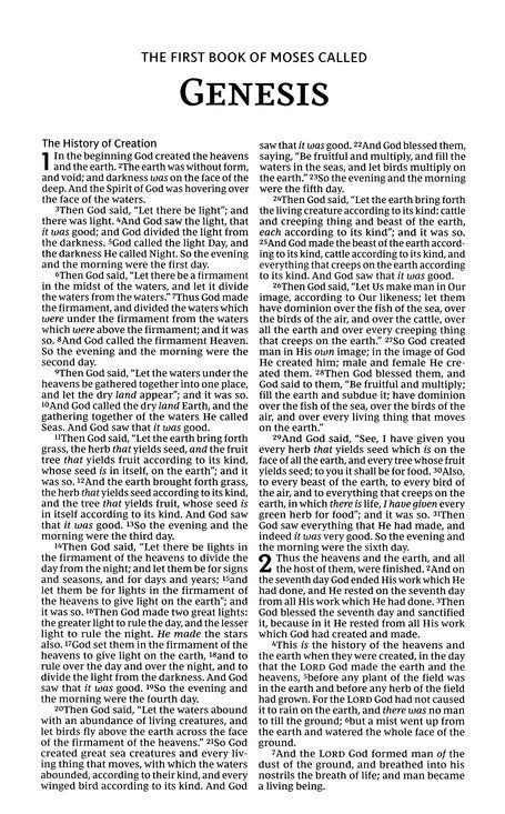 Text from the Book of Genesis in a serif font on a white background