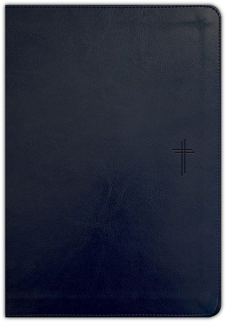 Black leather-bound book with a cross emblem on a white background