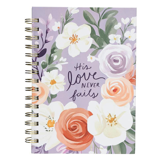Journal His Love Never Fails Purple Wirebound