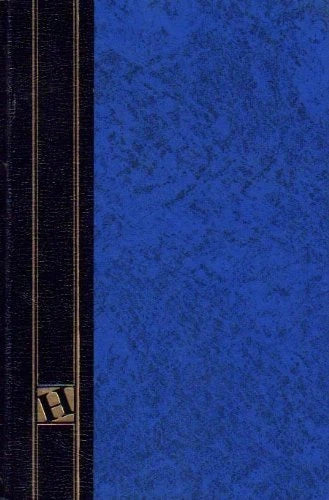 Blue book with a dark blue spine and decorative pattern