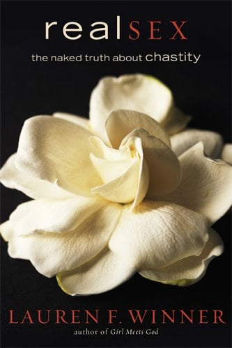 Book cover of 'real SEX: the naked truth about Chastity' with a white flower on a black background