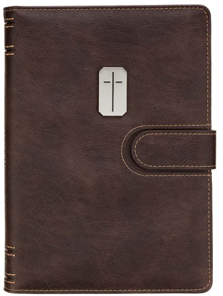 Man of God, Brown Faux Leather Journal with Magnetic Closure