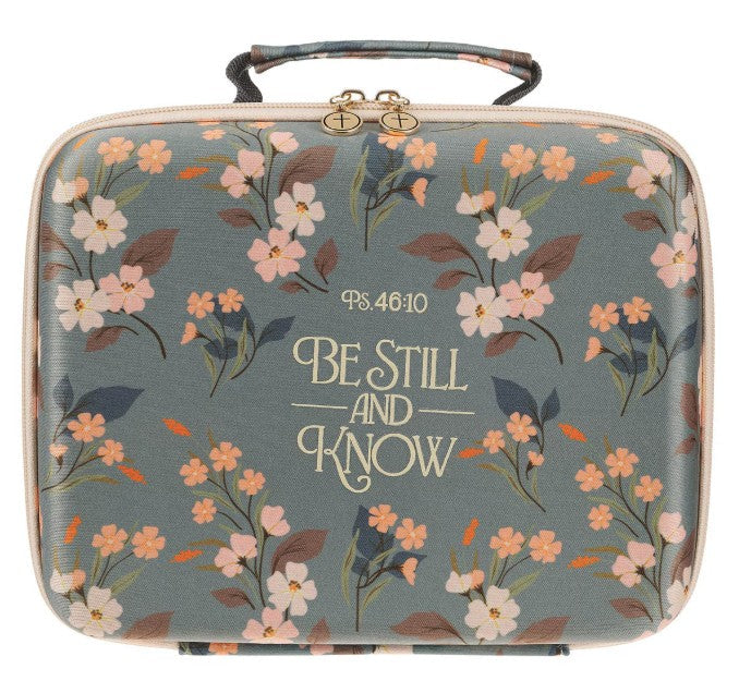 Be Still and Know Teal Two-fold Organiser Bible Case - Psalm 46:10
