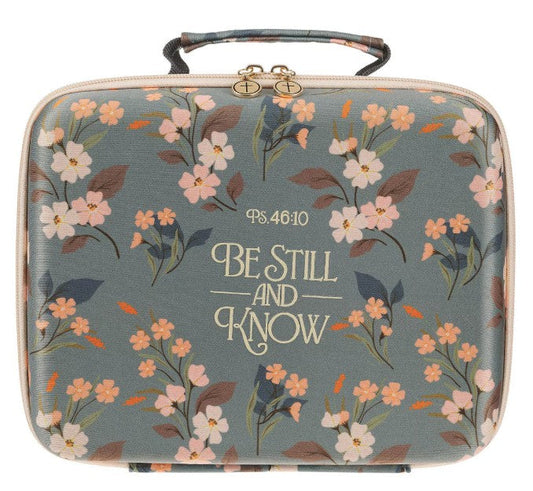 Be Still and Know Teal Two-fold Organiser Bible Case - Psalm 46:10
