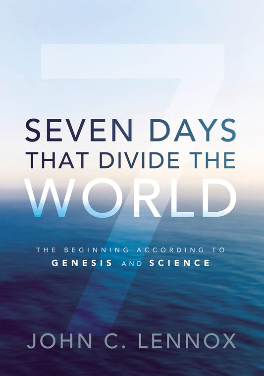 Book cover of 'Seven Days That Divide the World' with a blue gradient background.