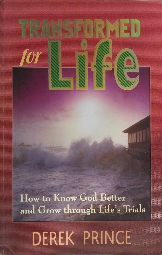 Book titled 'Transformed for Life' by Derek Prince on a dark background