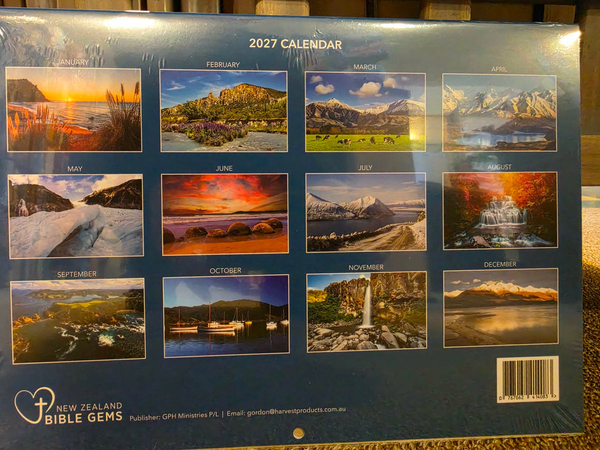 2027 New Zealand Bible Gems Wall Calendar