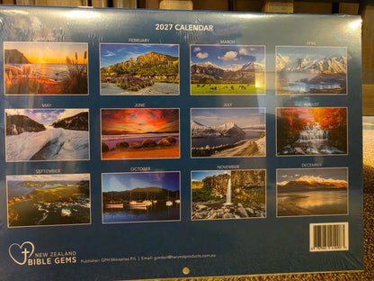 2027 New Zealand Bible Gems Wall Calendar