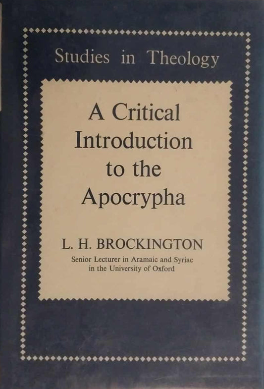 A Critical Introduction to the Apocrypha by L.H. Brockington image 0