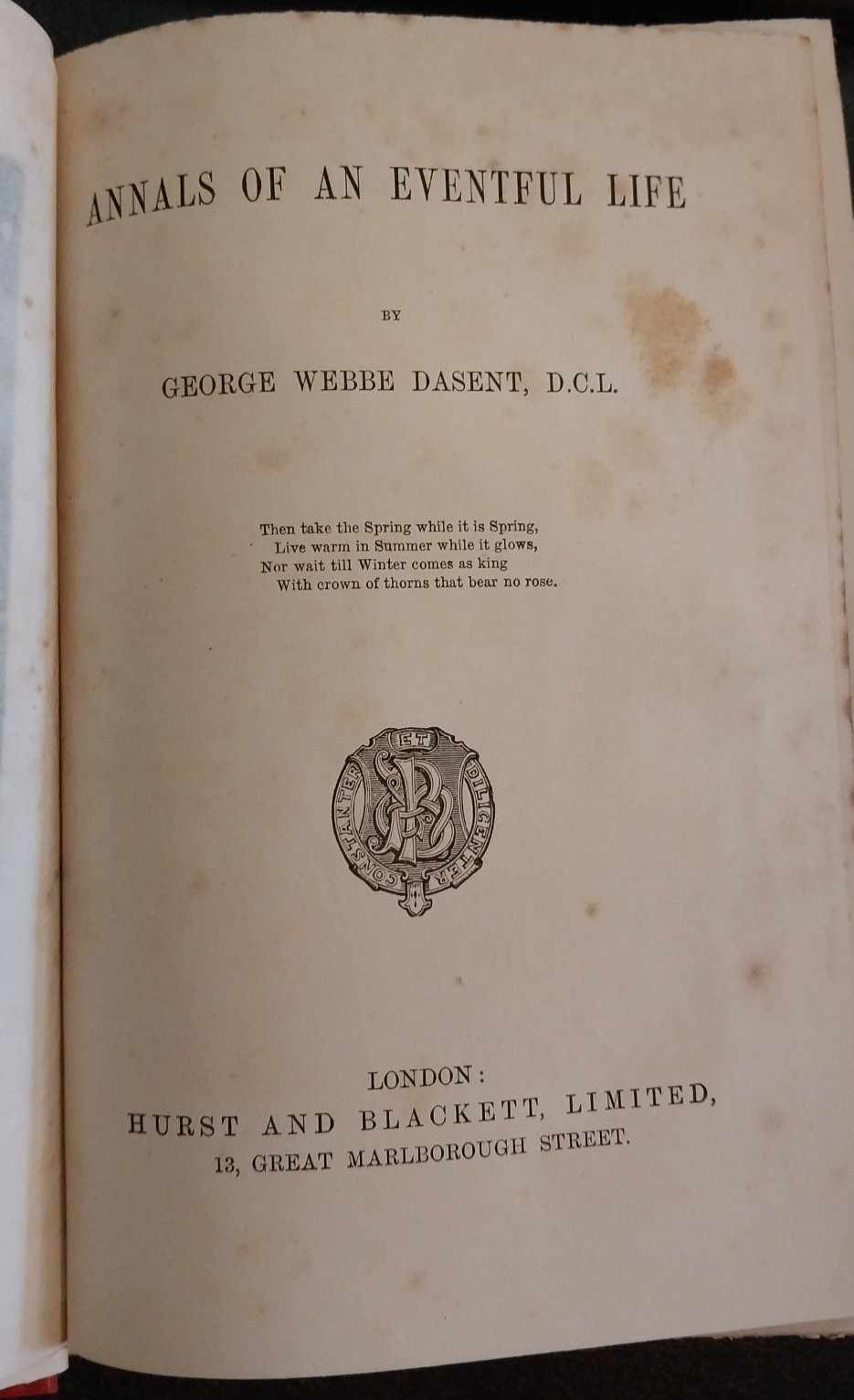 Annals of An Eventful Life by George Webbe Dasent image 2
