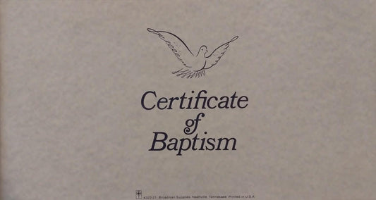 Certificate of Baptism with an eagle emblem on a textured background