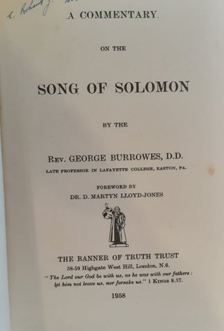 The Song Of Solomon: A Commentary by Rev. George Burrowes image 0