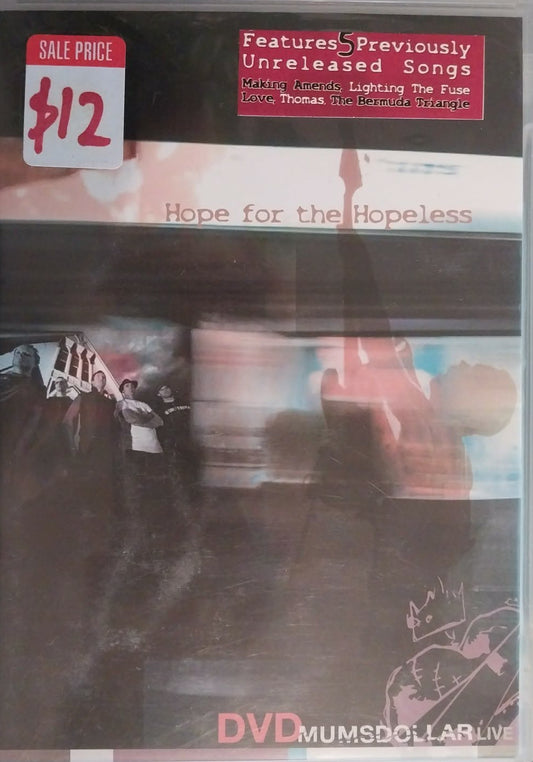 DVD cover with text 'Hope for the Hopeless' and price tag on a dark surface